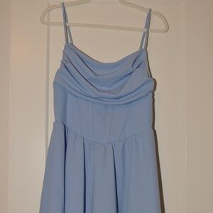 Short Corset Light Blue Dress Size L Cwl Neck
